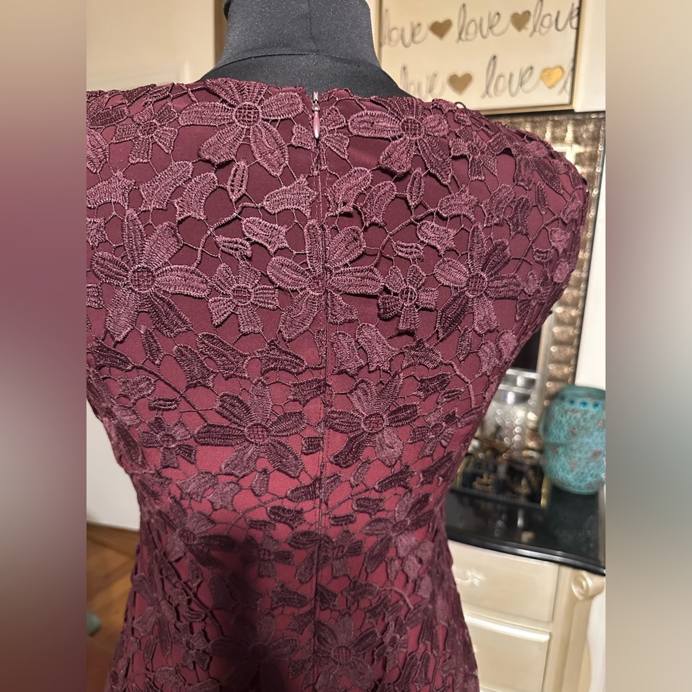 LAUREN RALPH LAUREN BEAUTIFUL BURGUNDY LACE CASUAL COCKTAIL ,PARTY DRESS… - Picture 7 of 15